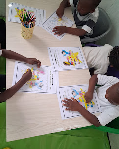 Children working together at a table